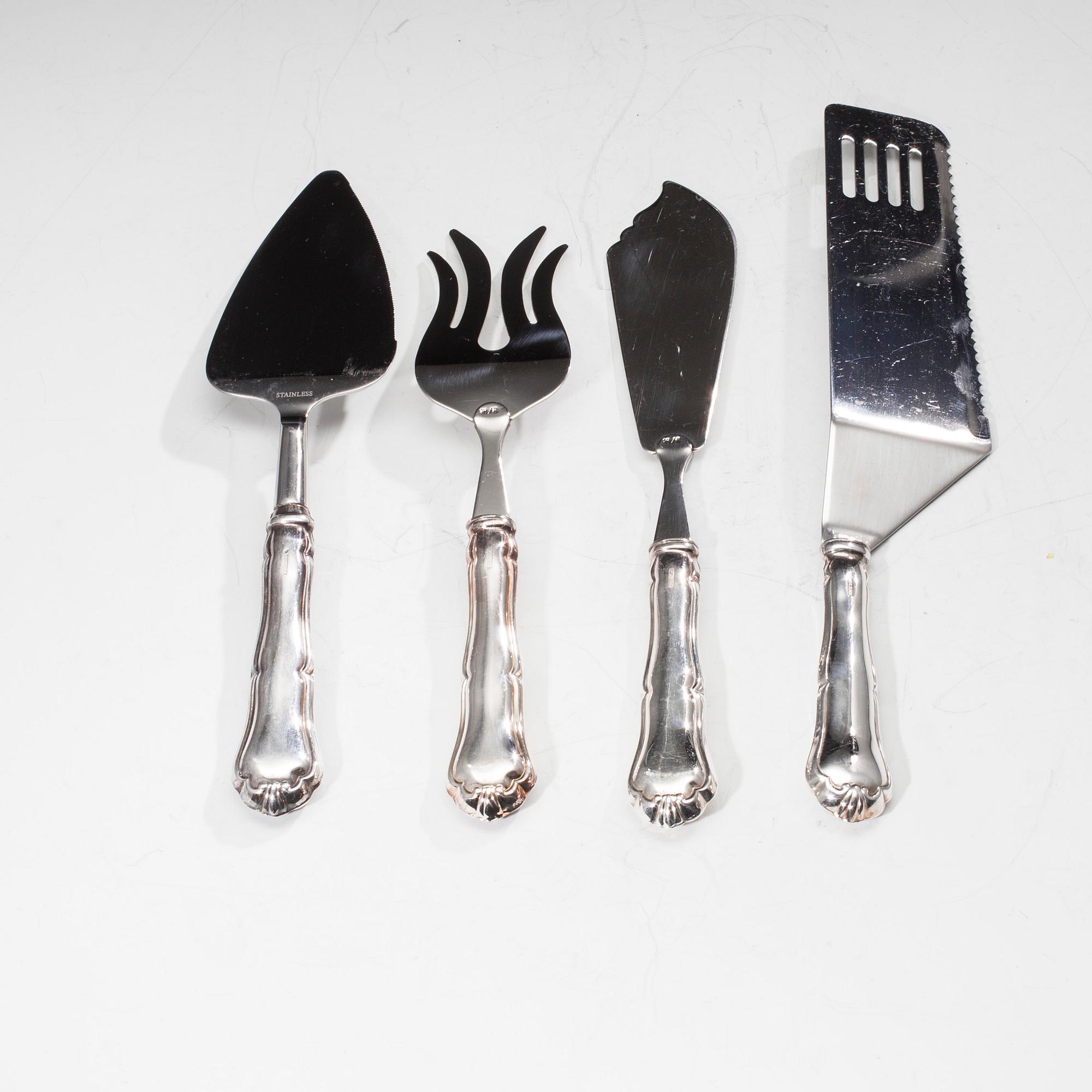 BESTICK, 28 st. silver, Chippendale, finska stämplar 1900-talets slut. Vikt tot. 1049 g.