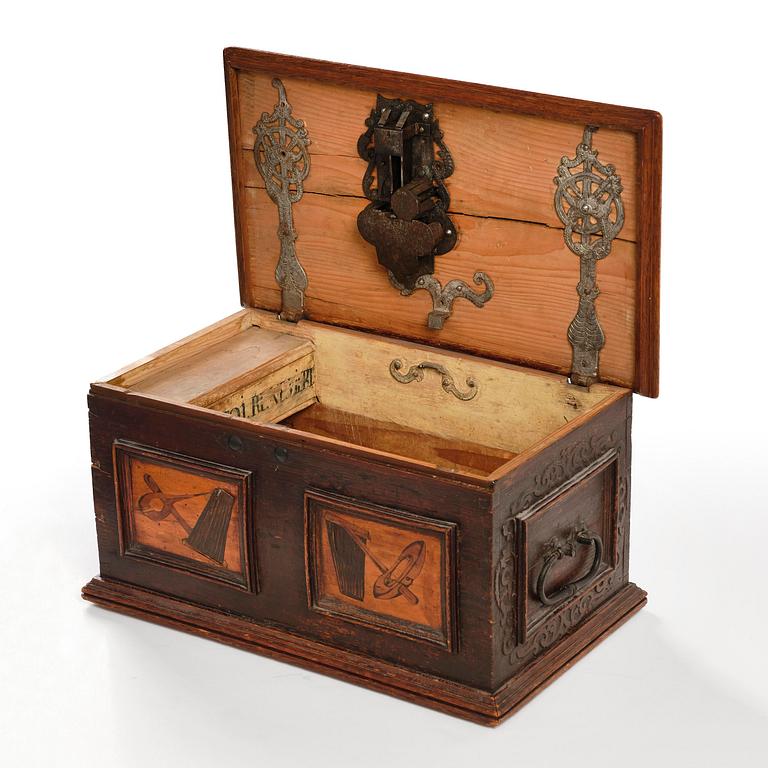 A South-German baroque 'Zunftruhe' guild casket for a weaver's guild, dated 1659.