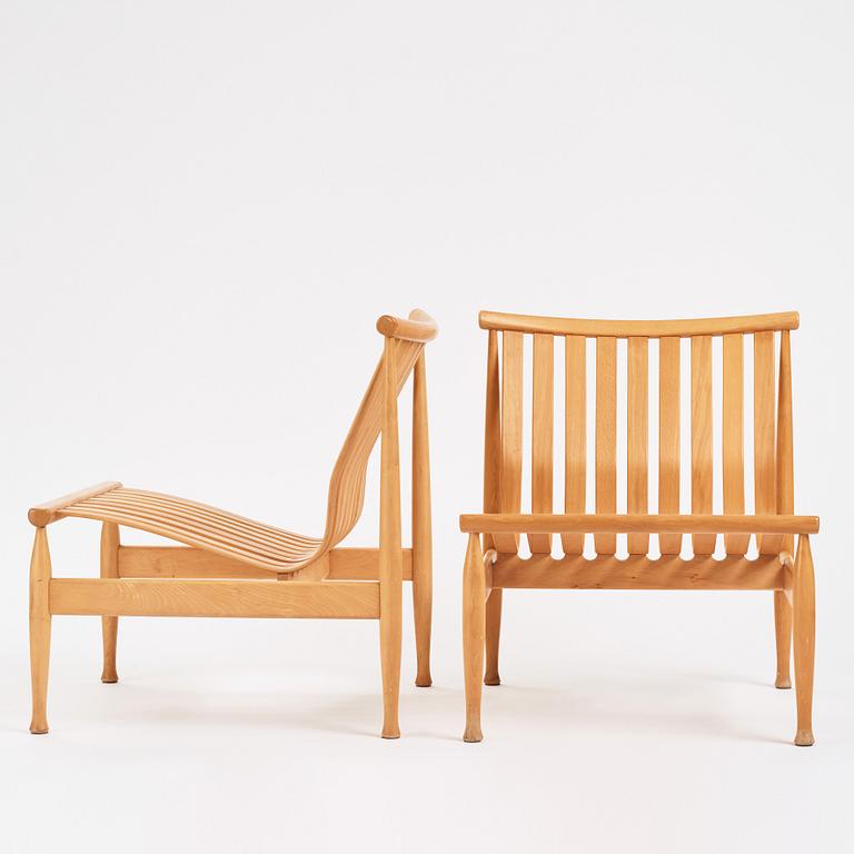 Hans Brattrud, a pair of 'Arktis' beech easy chairs, Hove Møbler, Norway, post 1961.