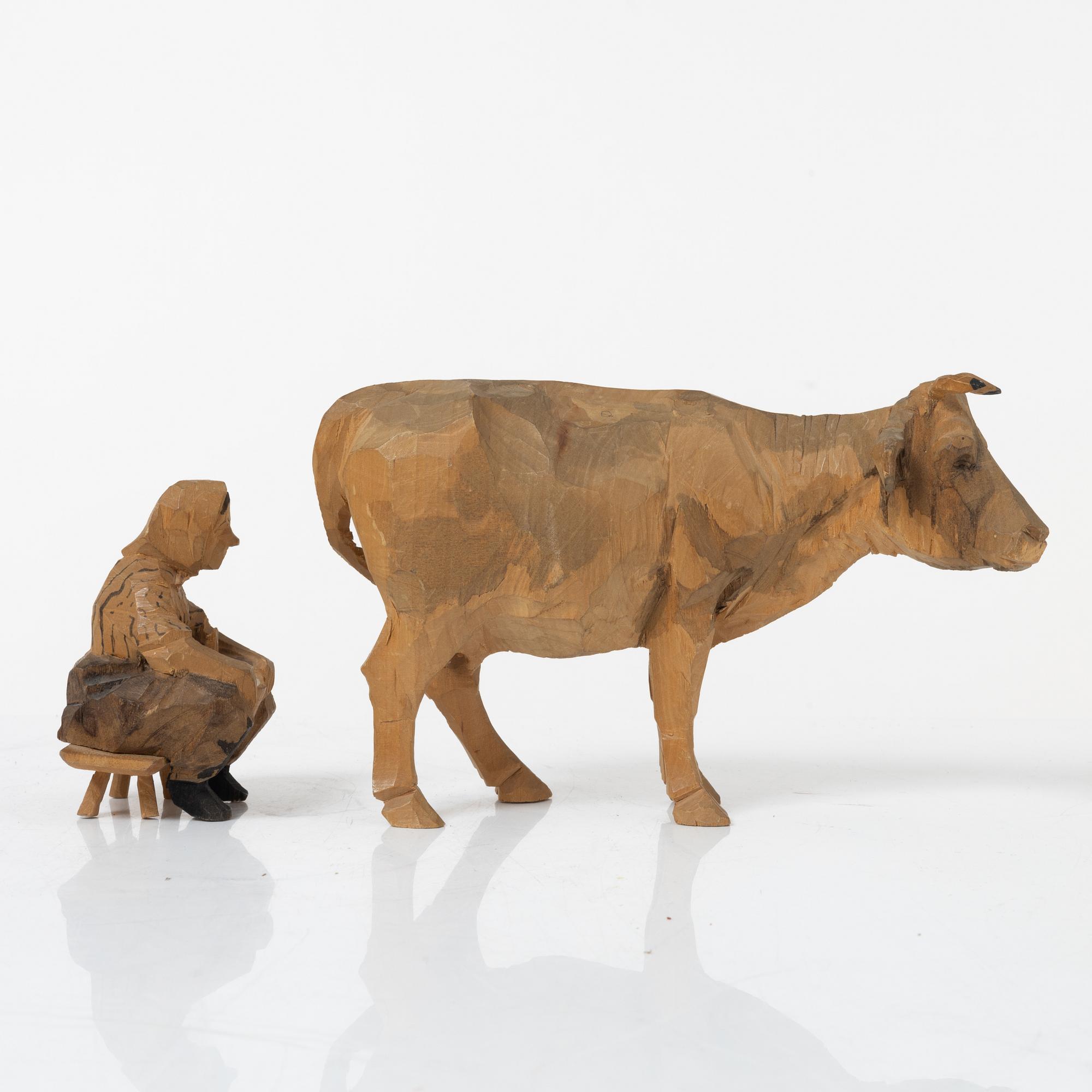 Axel Petersson Döderhultarn, Milkmaid and cow.