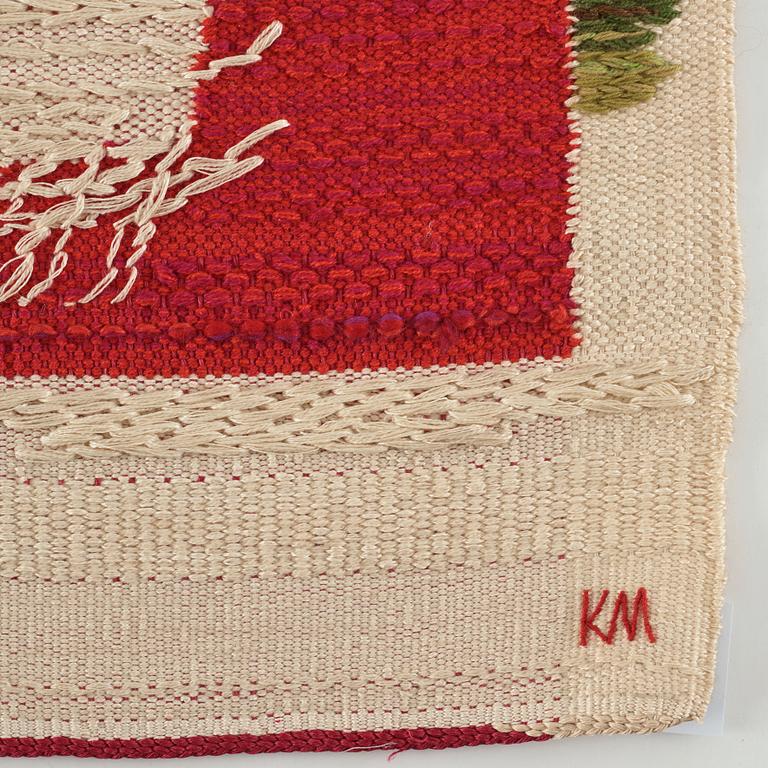 Kaisa Melanton, a textile, flat weave, ca 81,5 x 47-49,5 cm, signed HAV KM.