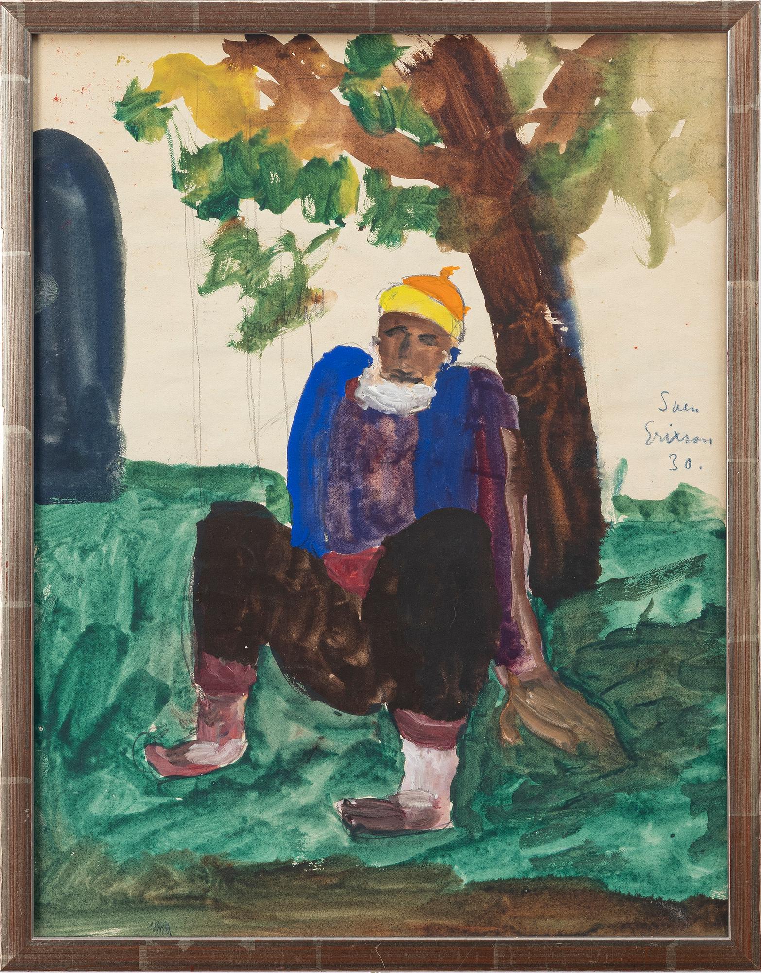 Sven X:et Erixson, Seated man by a tree.