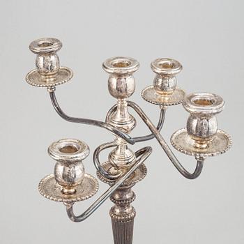 A pair of Louis XVI-style silver candelabra, 20th century marked Mexico.