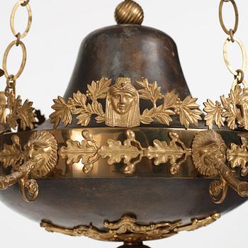 A Swedish Empire 19th century six-light hanging-lamp.