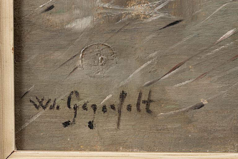 Wilhelm von Gegerfelt, Winter scene with frozen canal.