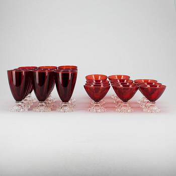 DESSERTSKÅLAR, 11+12 st, glas, 1900-talets mitt.