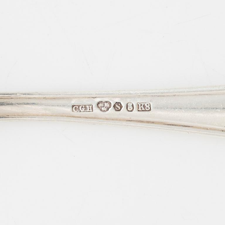 Bestick, silver, 46 delar, C.G.Hallberg, Stockholm, 1934-37.