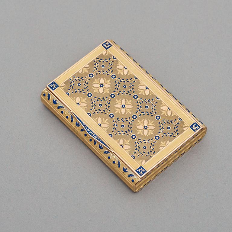 A French 19th century gold and enamel snuff-box.