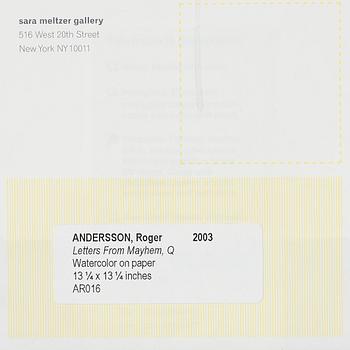 ROGER ANDERSSON, akvarell på papper, monogramsignerad RA.