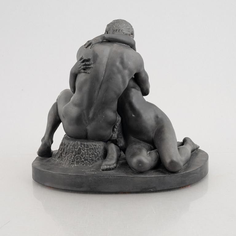 Stephan Sinding, after, a basalt sculpture, "To mennesker", 20th century.