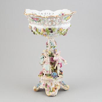 A large pocelain centerpiece, late 19th century. Meissen like mark.