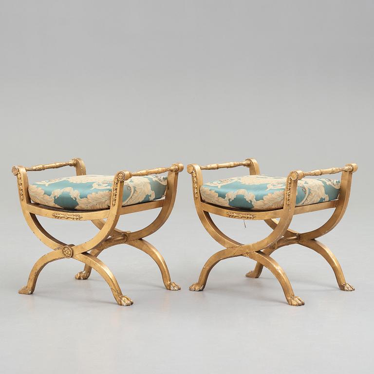 A pair of late Gustavian early 19th century stools.