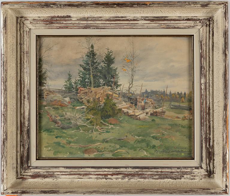 TRYGGVE HERMELIN, watercolour, signed.