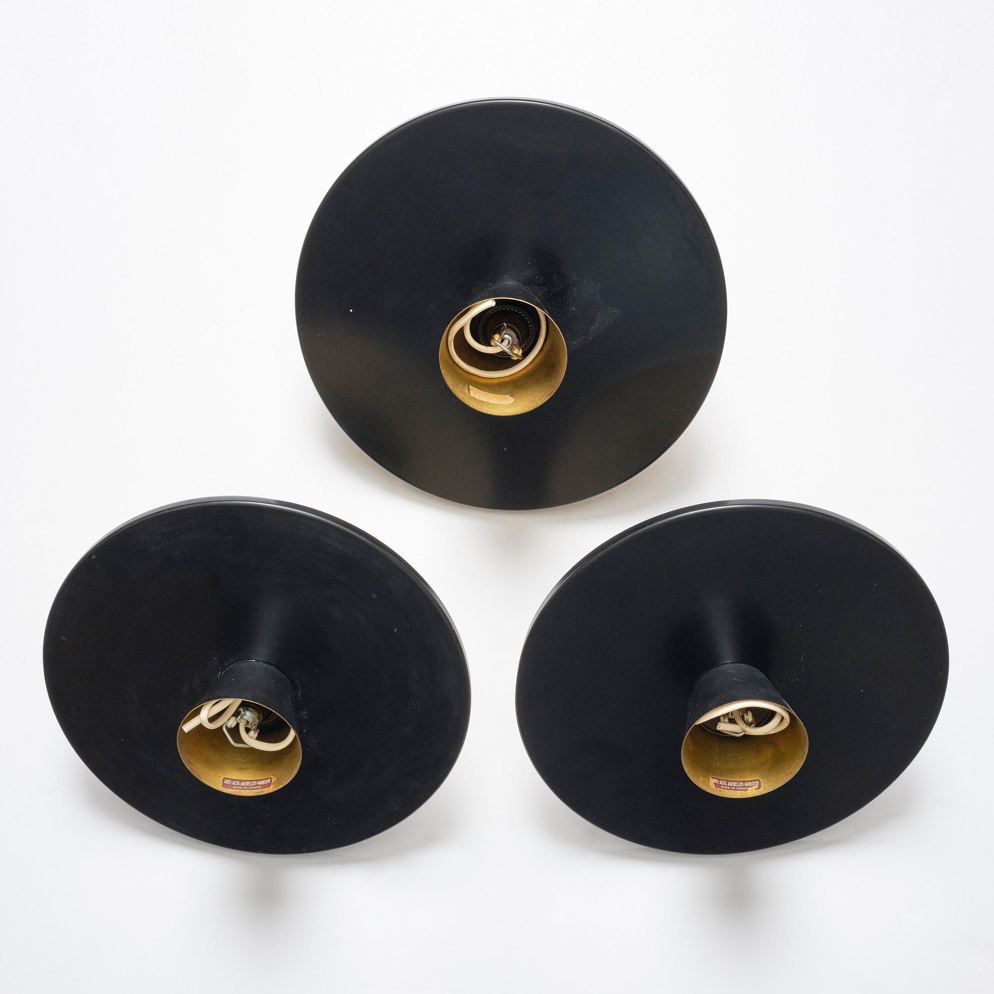 Hans-Agne Jakobsson, a set of 3 lamps, model "S 1744", Hans-Agne Jakobsson AB, Markaryd, 1950s.