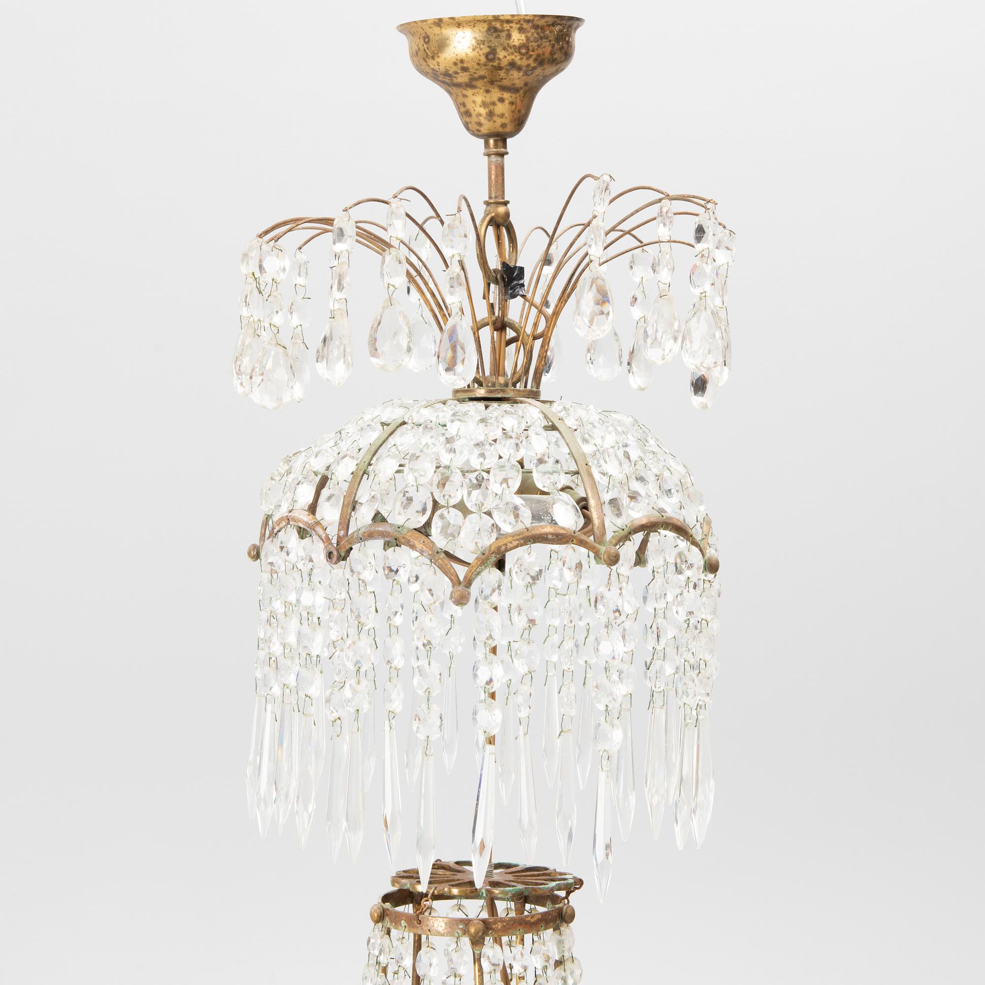 A Gustavian style chandelier, around 1900.