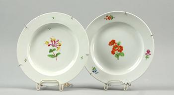 TALLRIKAR och FAT, 4 st, porslin, Meissen, 1800-tal bl.a. Marcolinis period (1774-1814).