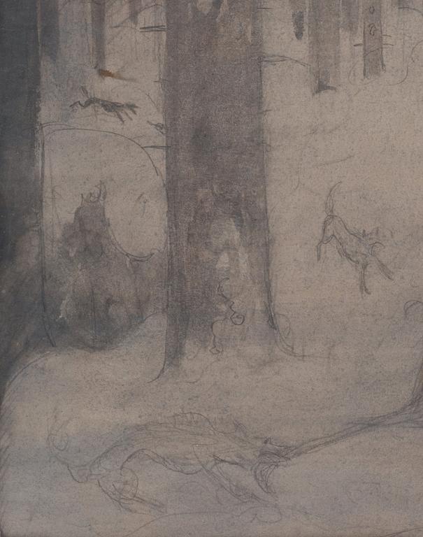 John Bauer, Drawing for "Det var ju rakt omöjligt att stå ut med så'na där skällande tjutande rackare".