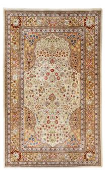 361. A double-nisch silk Hereke rug, c. 125 x 78 cm.