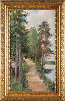 OKÄND KONSTNÄR, olja på duk, monogramsignerad EB, omkring år 1900.