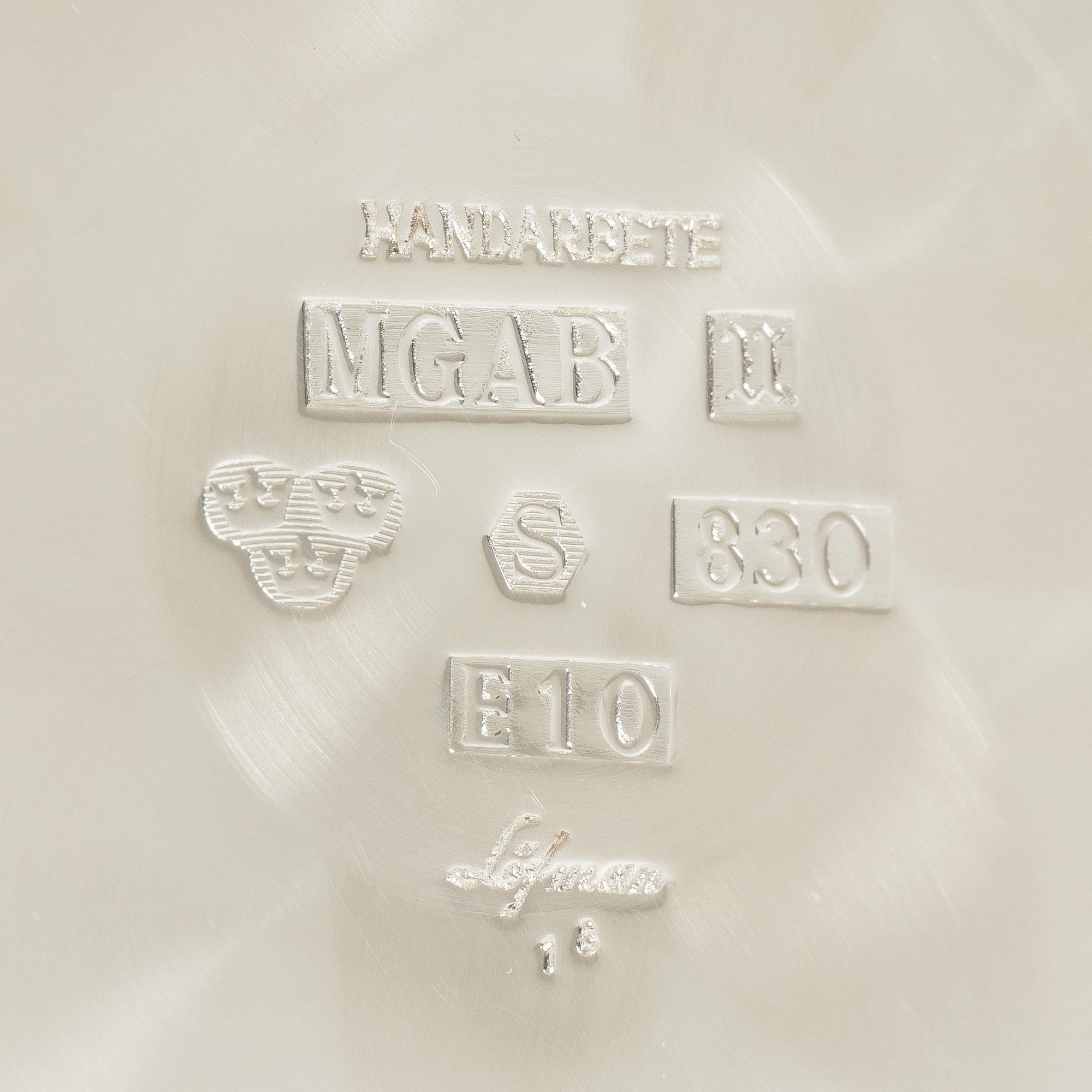 Eric Löfman, kaffeservis, 3 delar, silver, MGAB, Uppsala 1979.