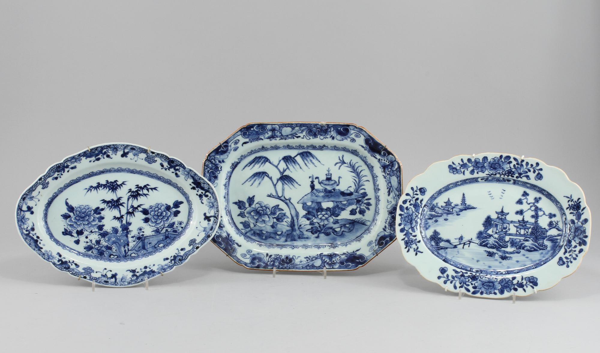 FAT, 3 st, porslin, Kina, 1700/1800-tal.