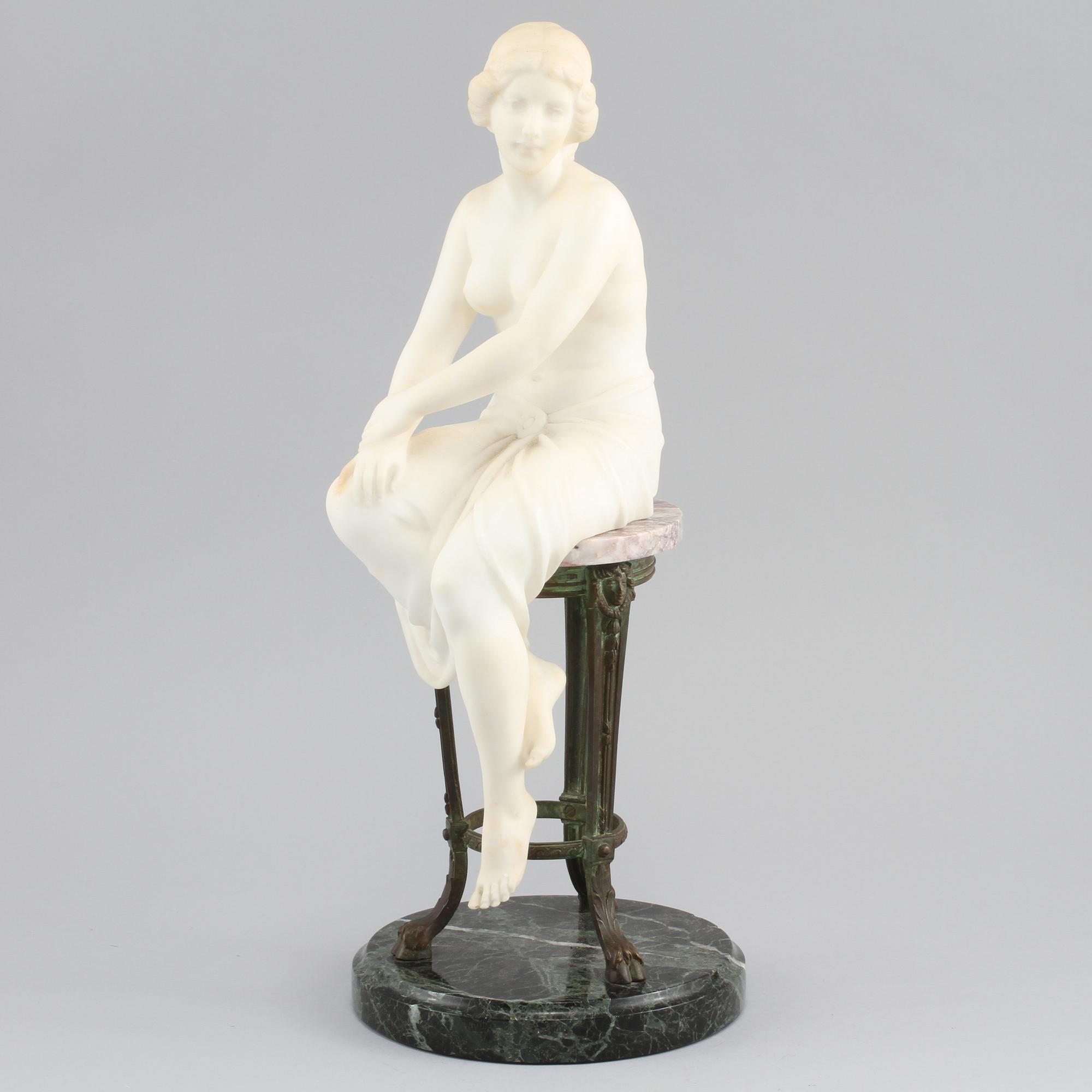 SKULPTUR, alabaster, omkring sekelskiftet 1900.