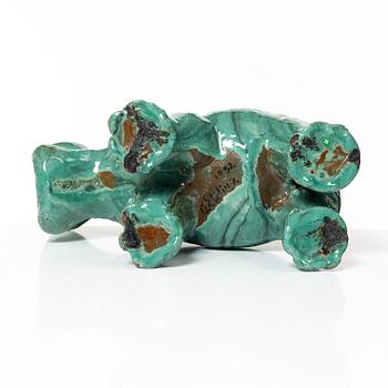 Allan Ebeling, skulptur, glaserad keramik, flodhäst, Torshälla 1932.