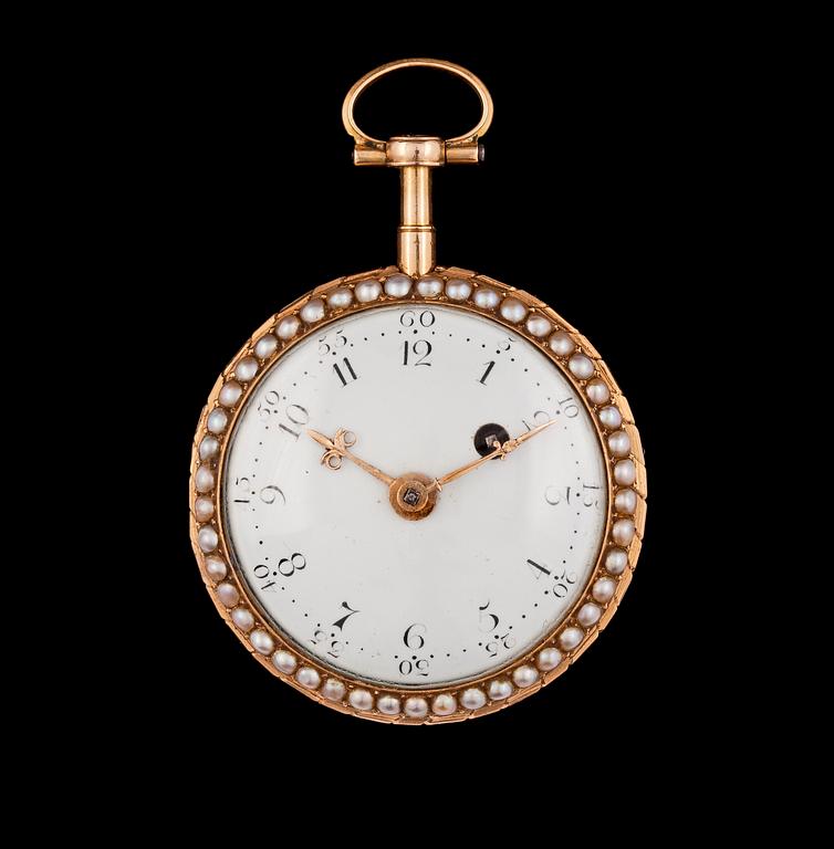 A gold and enamel verge pocket watch, Berthoud, Paris, c. 1820.