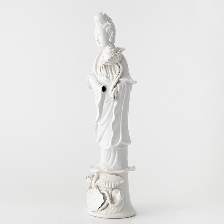 Figurin, porslin, blanc de chine, Guanyin, Kina, 1900-tal.