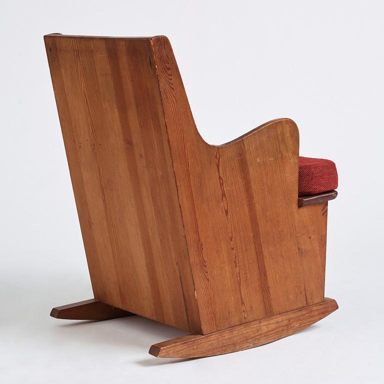 Axel Einar Hjorth, a stained pine 'Lovö' rocking chair, Nordiska Kompaniet 1930s.