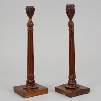 Two candlesticks, probably England. Early 19th century.