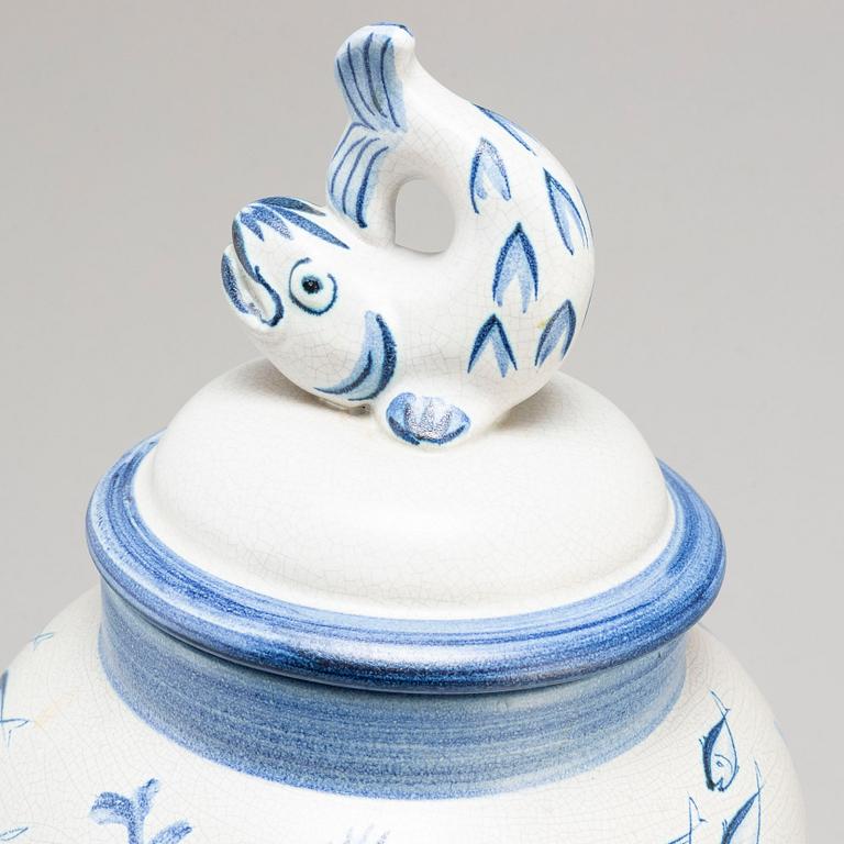 An faience urn by Eva Jancke Björk, Bo Fajans, Sweden 1943-53.