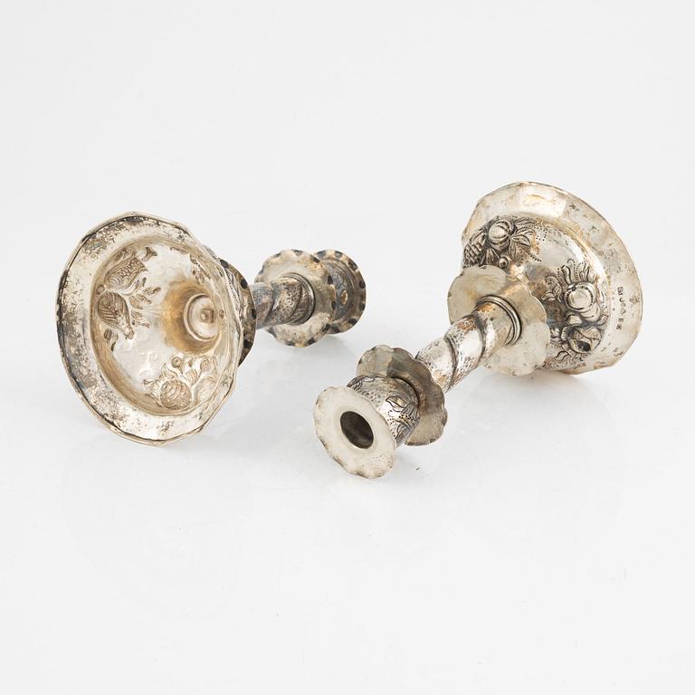 Ljusstakar, ett par, silver, barockstil, Råströms Silver- O Nysilverfabrik, Stockholm, 1947.