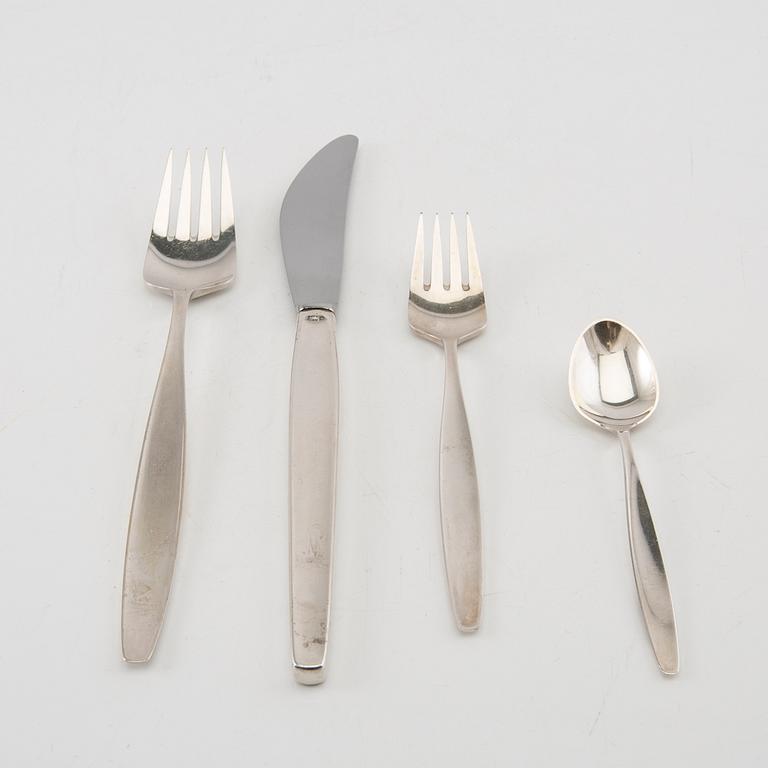 Tias Eckhoff, silver cutlery 48 pcs "Cypress" for Georg Jensen Copenhagen Denmark.