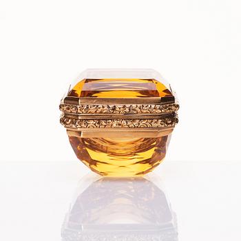 A probably English 19th century citrine and gold box.