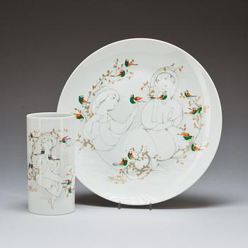 TALLRIK samt VAS, porslin, Björn Wiinblad, Rosenthal.