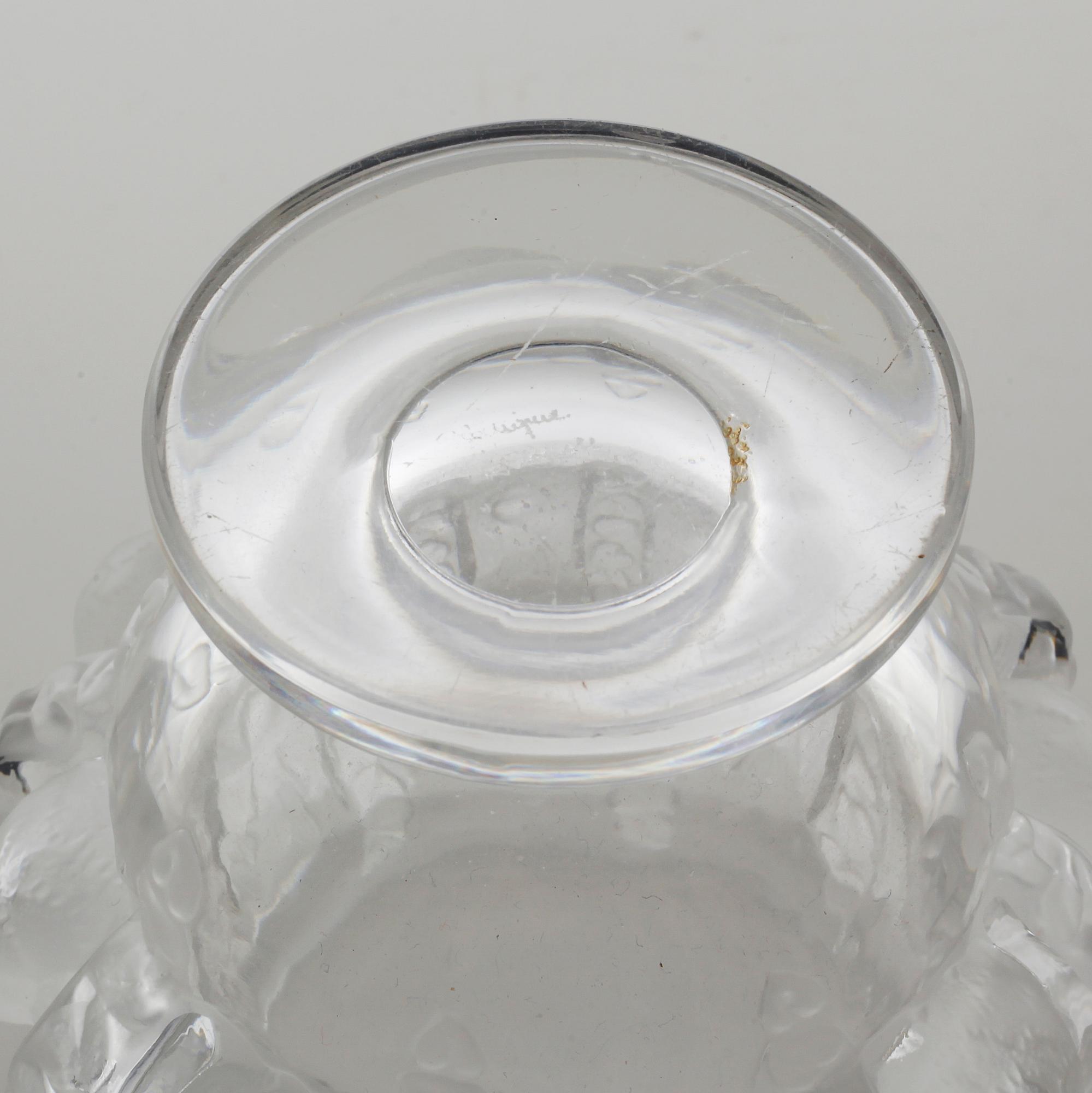 A 20th century glass vase, Lalique, France.