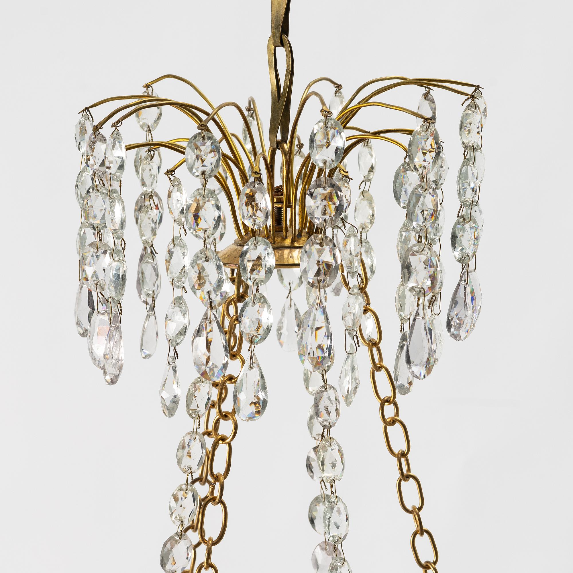 Ljuskrona, för fyra ljus, Stockholmsarbete, 1700-talets slut, Sengustaviansk.