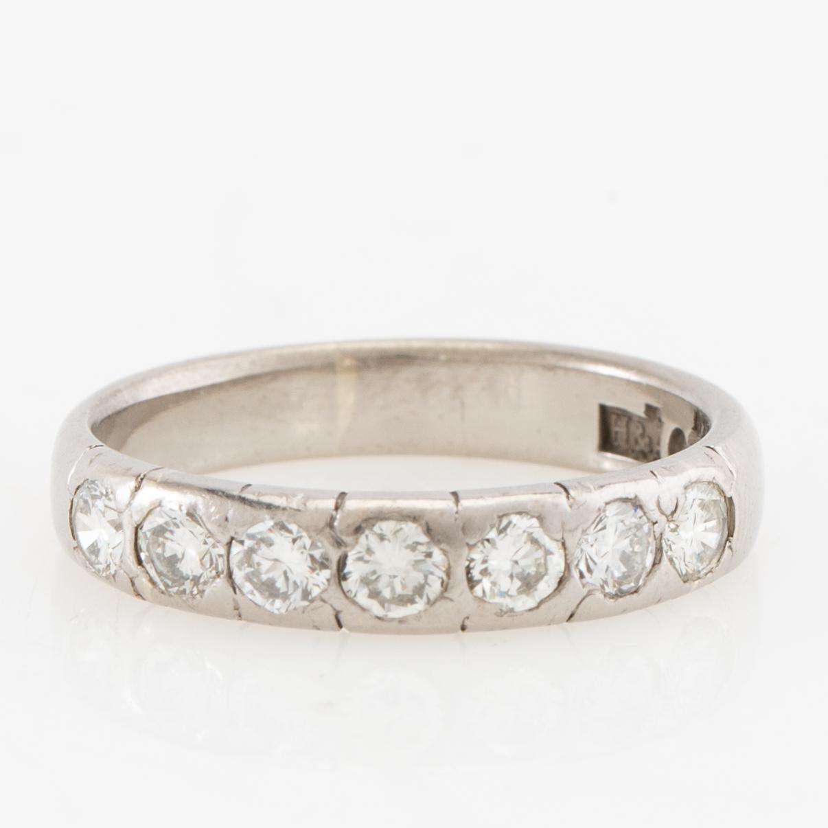 Ring Half alliance 18K white gold set with round brilliant-cut diamonds, Hellström & Åhrling Stockholm 1956.