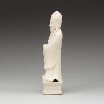 A blanc de chine figure of Lohan, Qing dynasty, 19th Century.