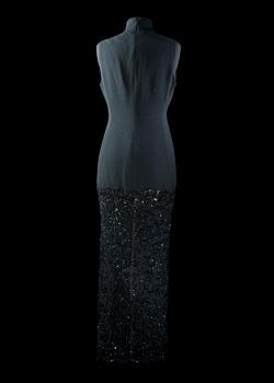 A black evening dress by Badgley Mischka.