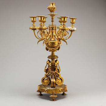 A seven-light bronze candelabrum, late 19th century.