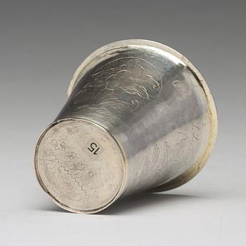 A Swedish 18th century silver beaker, mark of Casimir Friedrich Meidt, Karlskrona 1729.