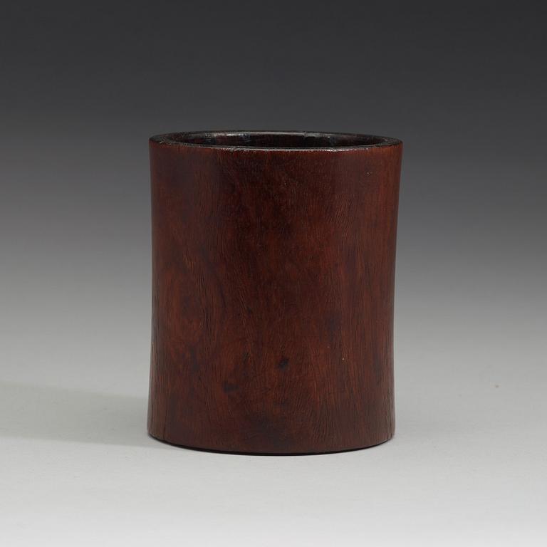 A wooden brush pot, Qing dynasty, (1644-1912).