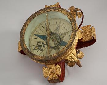 A late 18th century hanging compass marked 1787.