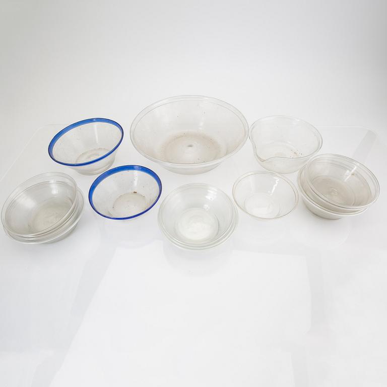 A set of 16 Swedish glass bowls early 1900s.