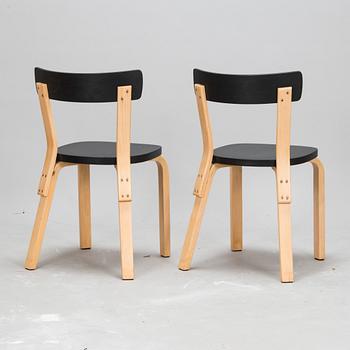 Alvar Aalto, stolar, ett par, modell 69, Artek 1950-60-tal.