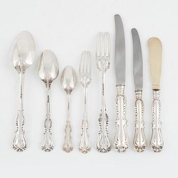 A Swedish Silver Cutlery, 'Prins Albert', marks including  CG Hallberg 1895, Möllenborg, Stockholm 1858 (122 pieces).