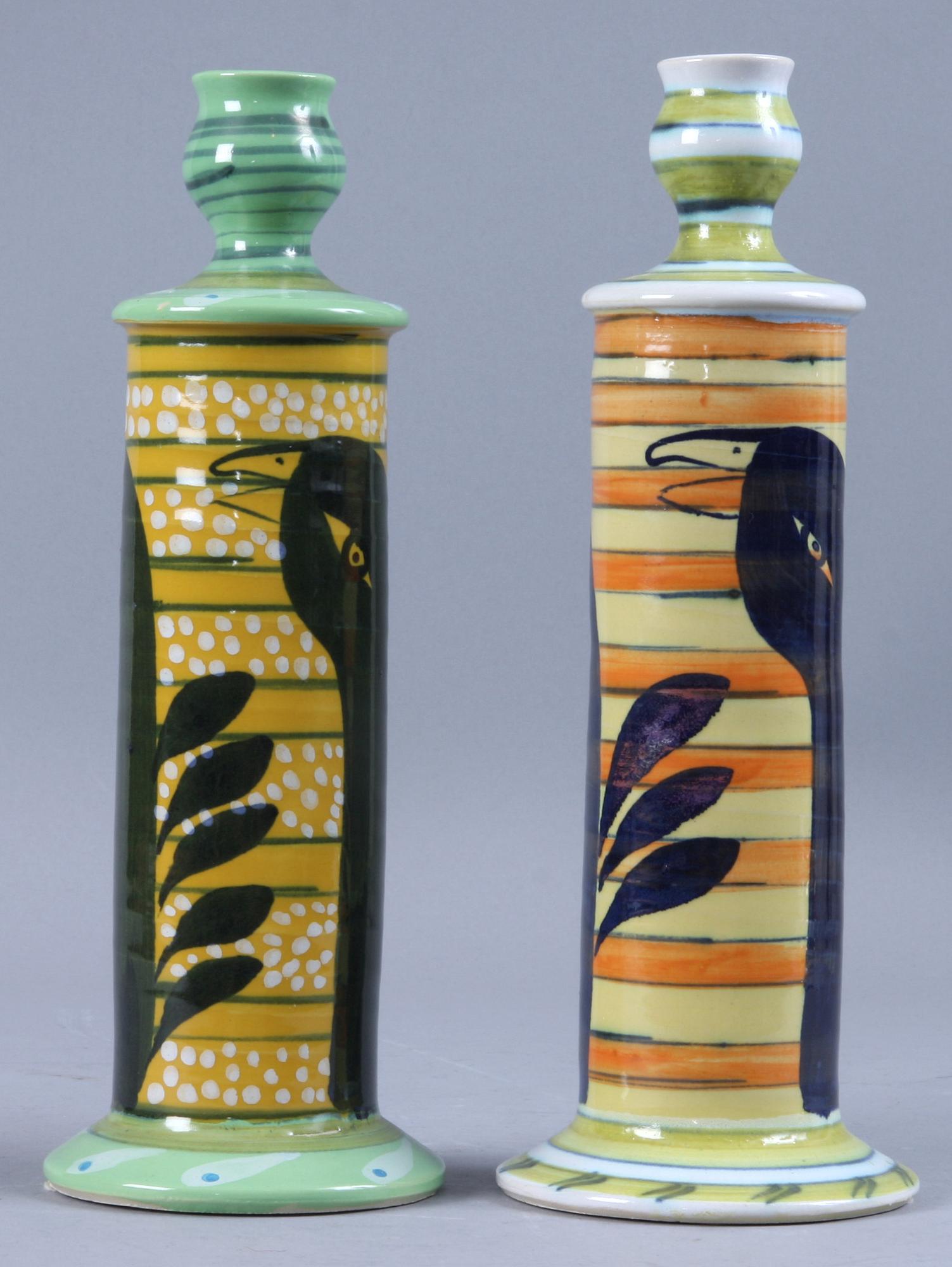 LJUSSTAKAR, ett par, stengods, Herman Fogelin, sign.