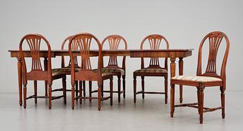 MATSALSGRUPP, 6+1 delar, gustaviansk stil, 1900-talets mitt.